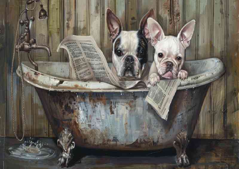 French buldogs in the bath tub