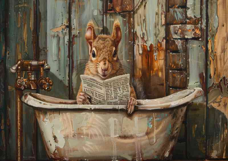 Squirrel in full bath surreal
