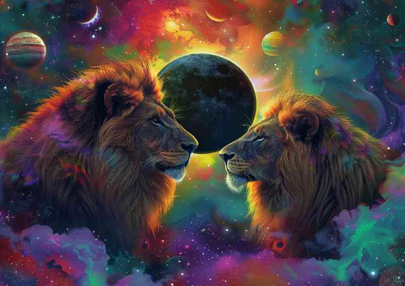 Lions looking forming the eclipse