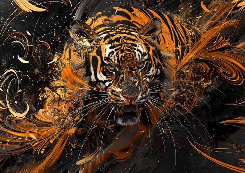 Orange and black tiger art form