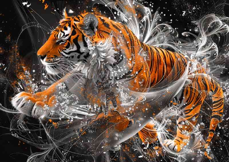 Orange and white tiger splashes