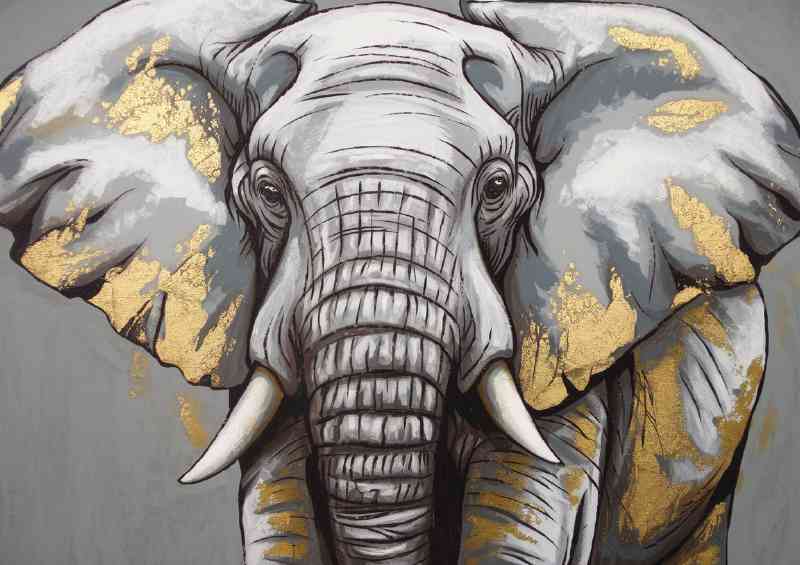 The artistic elephant in gold and grey