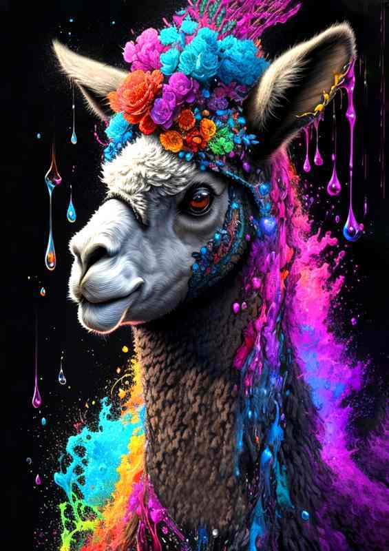 Vibrant LLama Splash Art A Symphony of Colors