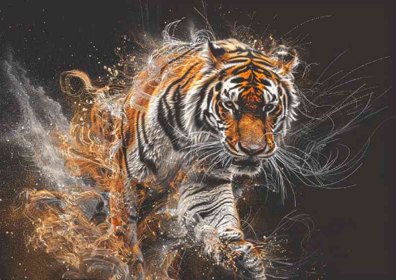 Tiger orange and white with splashes detail