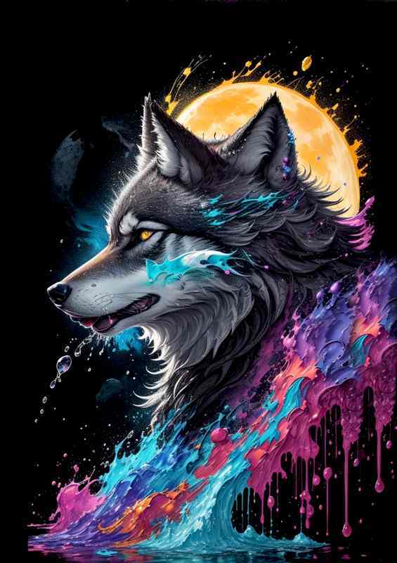 Wolf out at night splash art