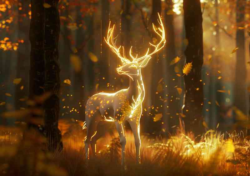 glowing deer anterlers in the woods