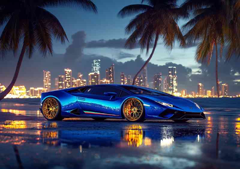 Blue and gold Lamborghini huracan