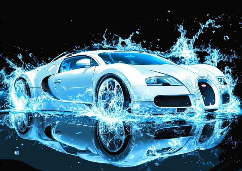 Bugatti Veyron in blue light splashes