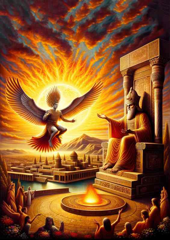 Persian god Ahura Mazda radiant and winged