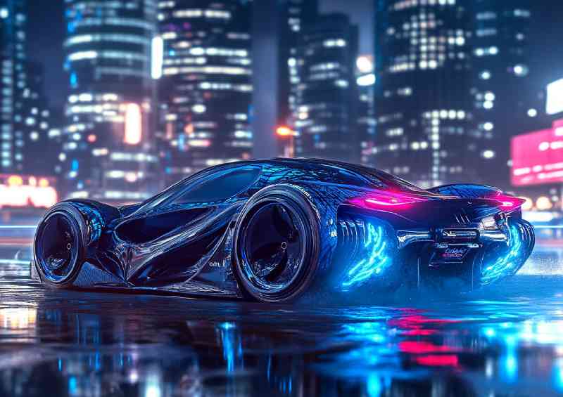 Cyberpunk sleek and futuristic supercar