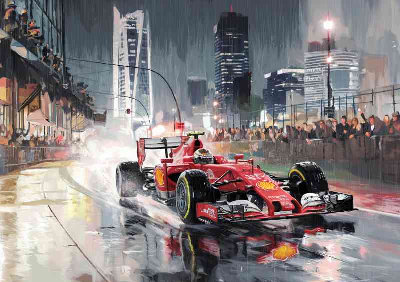 Formula one painting street scene