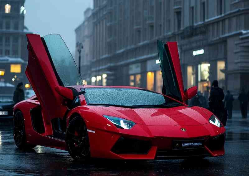 Lamborghini Aventador bright red | Metal Poster