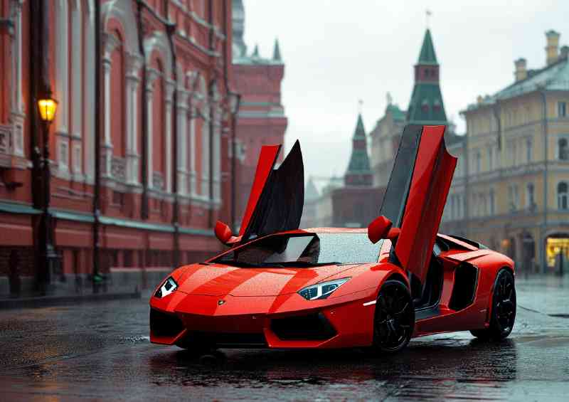 Lamborghini Aventador bright red with black