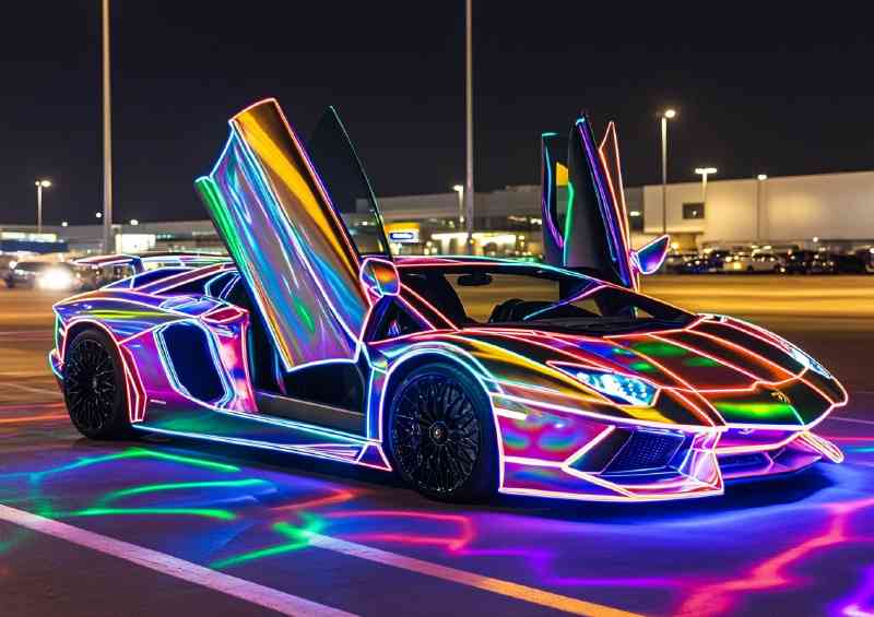 Lamborghini Aventador coloured tron style