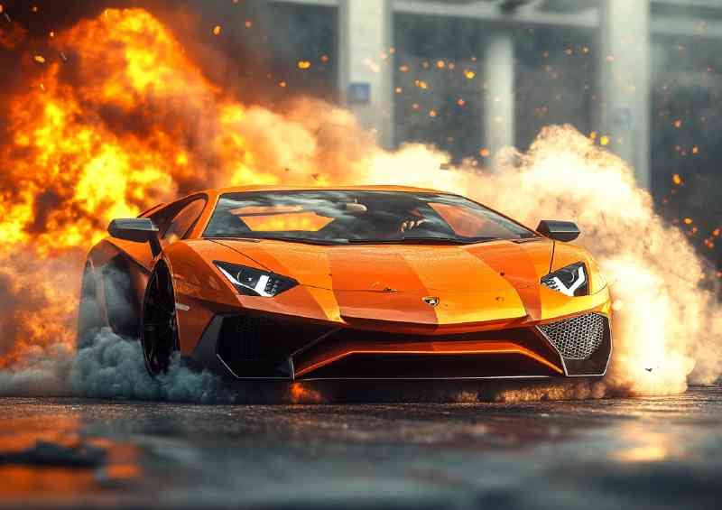 Lamborghini Aventador smoke coming out of the tyres