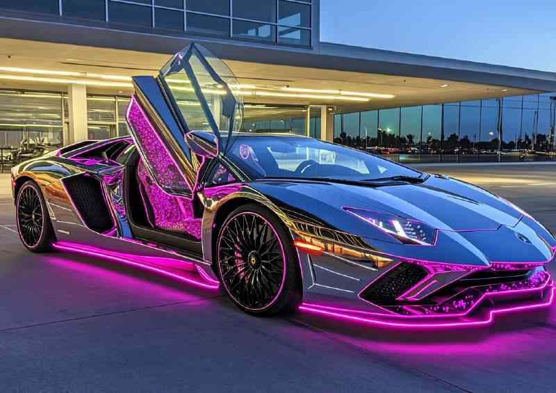 Lamborghini Aventador with neon lights