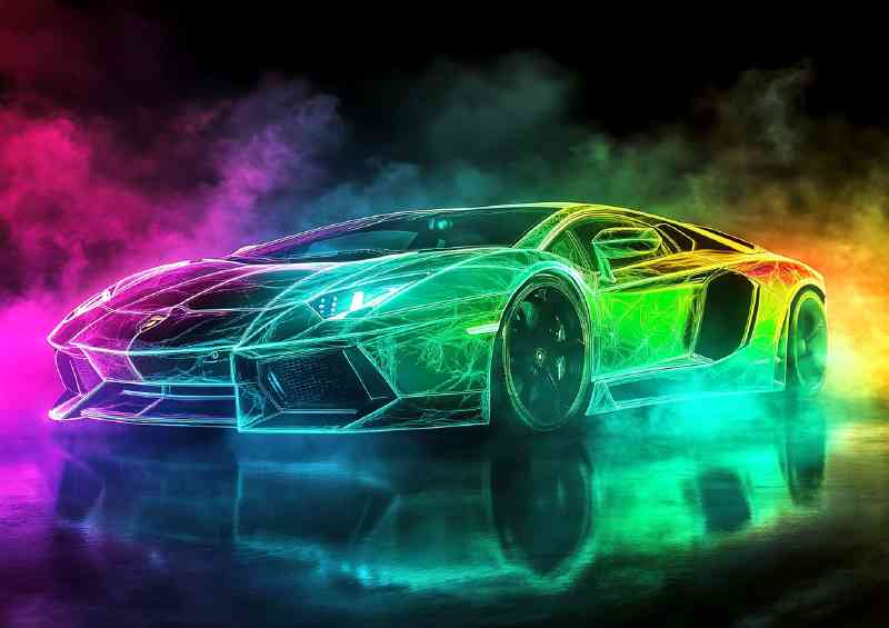Lamborghini Aventador with neon tron style