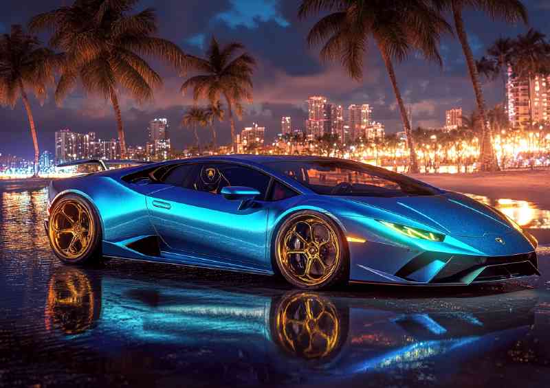 Lamborghini huracan blue and gold metallic