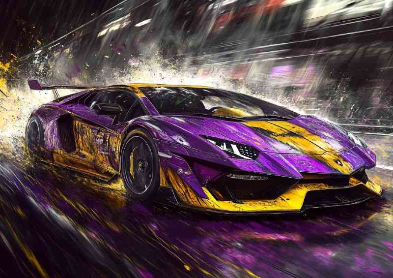 Lamborghini in purple street race