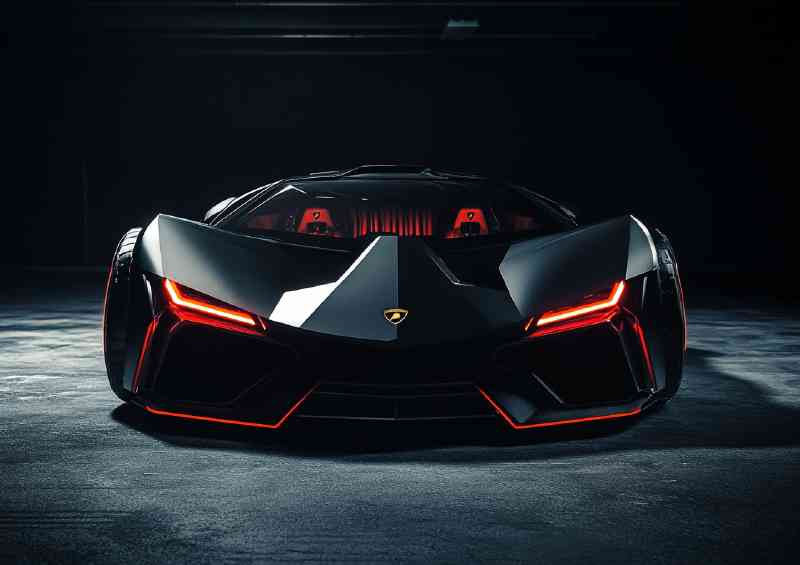 Matte black and red Lamborghini hypercar
