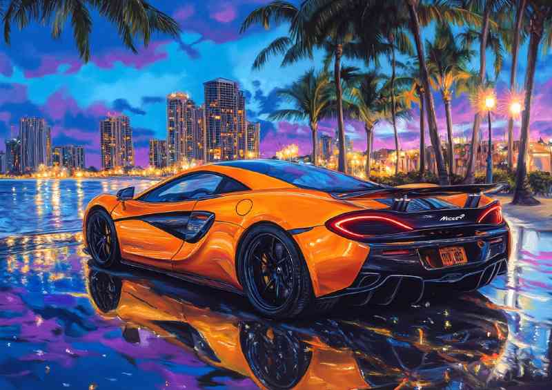 Mclaren car and a city view