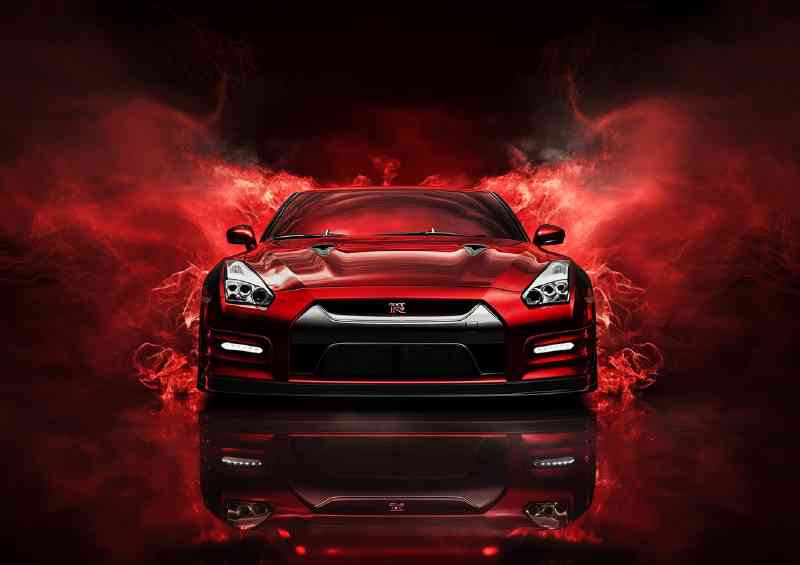 Nissan GTR with smoke