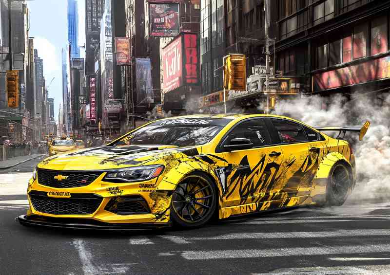 Street burnout in yellow