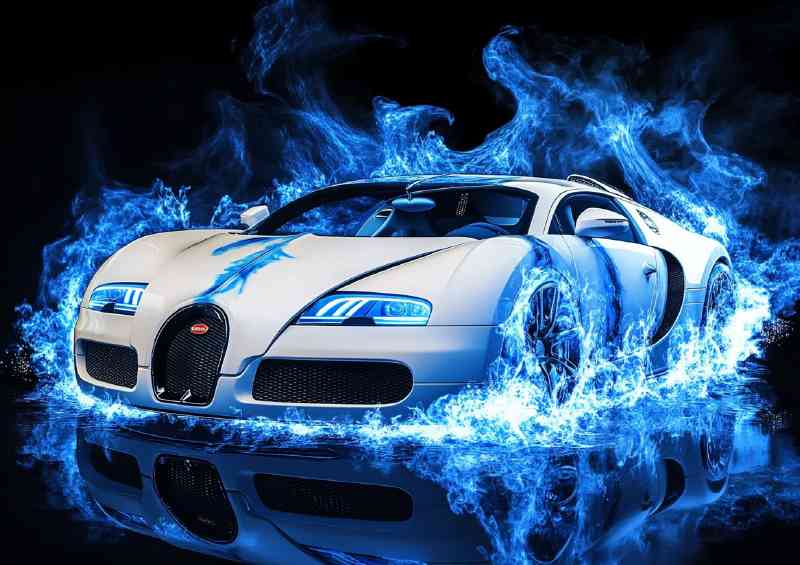 White Bugatti Veyron with shimmering smoke