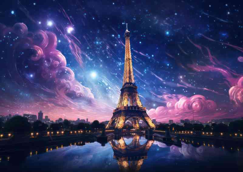 Eiffel tower and the city of tokyo under the sky