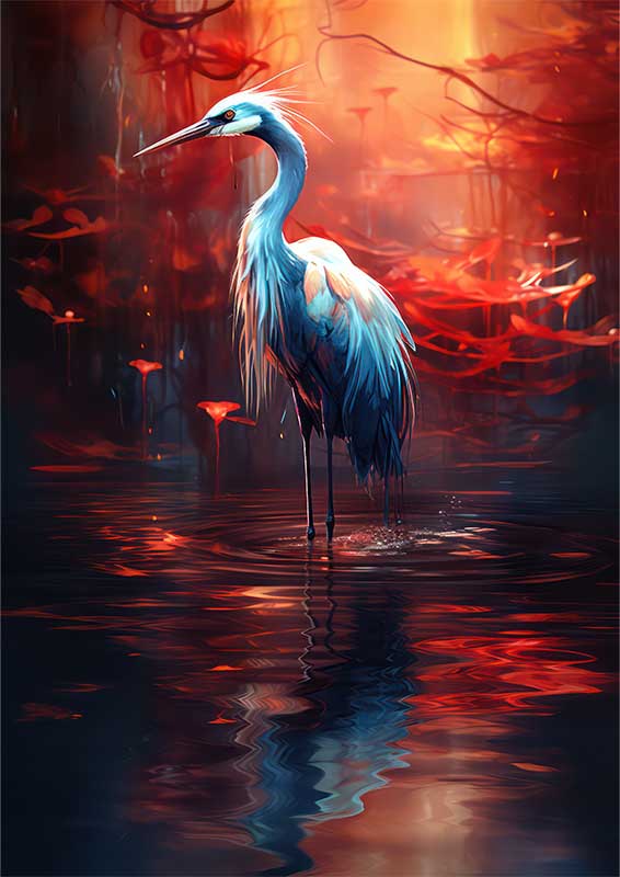 Graceful Crane Metal Poster