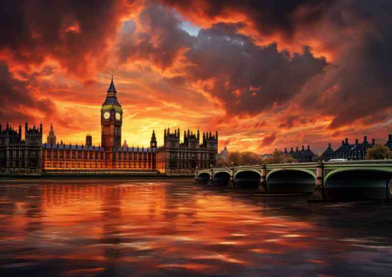London big ben orange dusk skyline