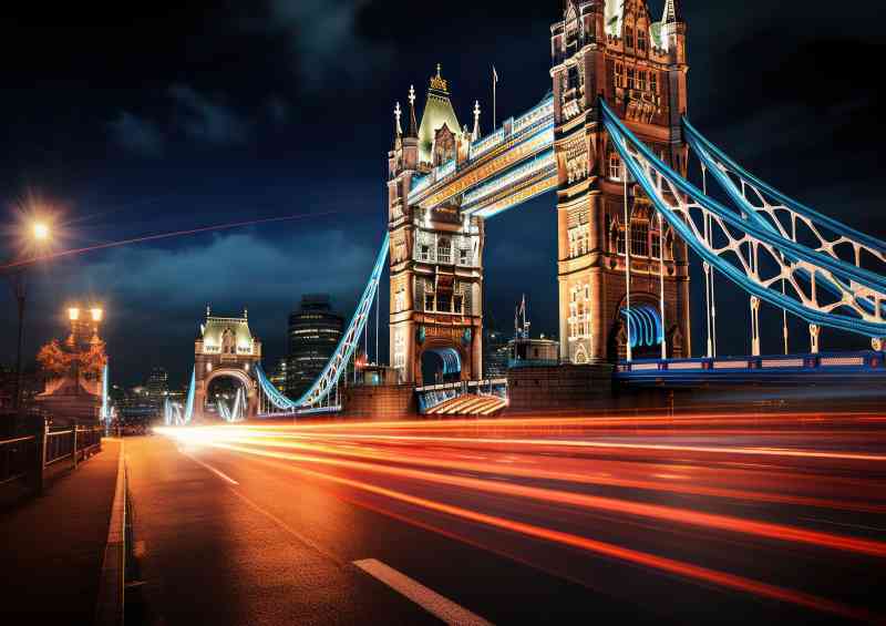 Tower bridge in london bright lights