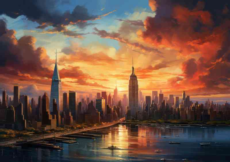 NYC skyline dusky evening