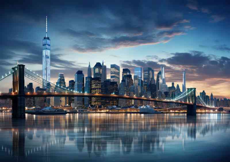 The bridge new york skyline daytime