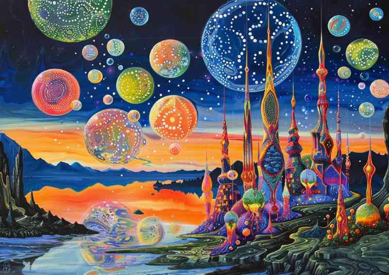 Oils painting of tall spires fantasy