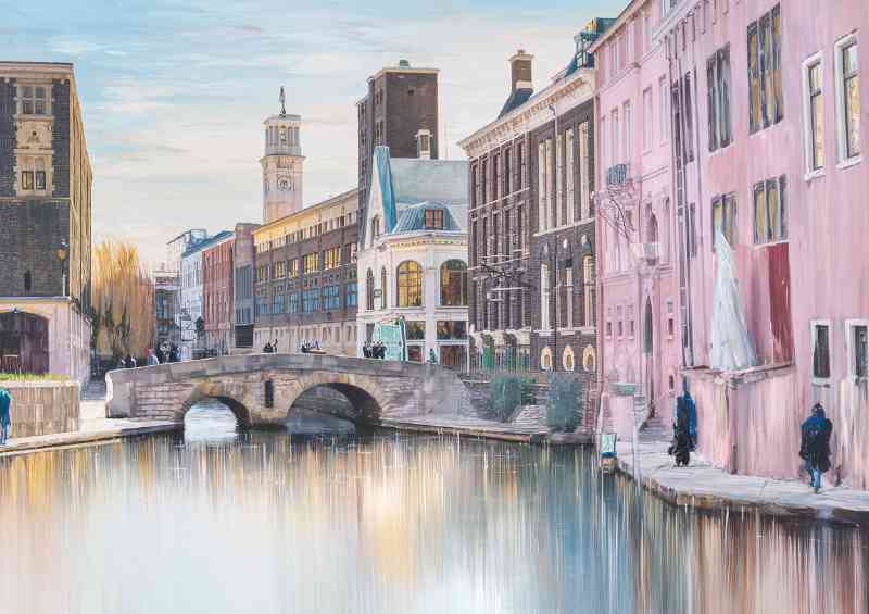 Picturesque urban scene painting in europe