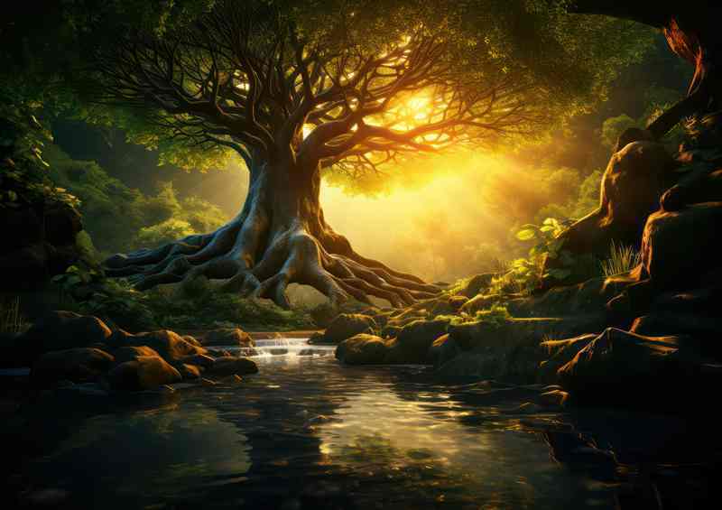 Sunlight Tranquility Lush Forest