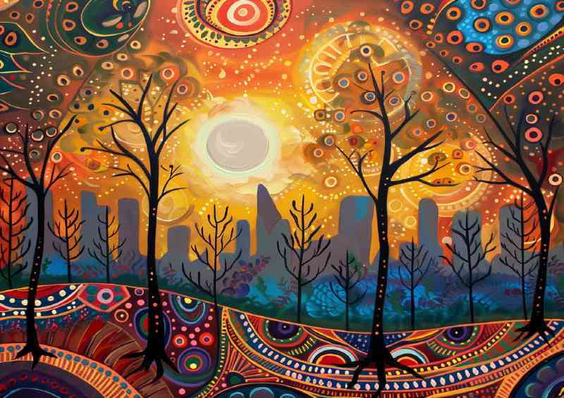 The urban town with sunset