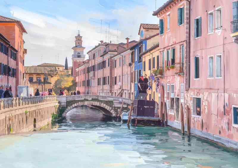 Urban waterways scene in europe