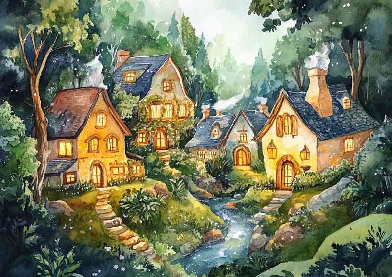 Whimsical fairy tale village houses