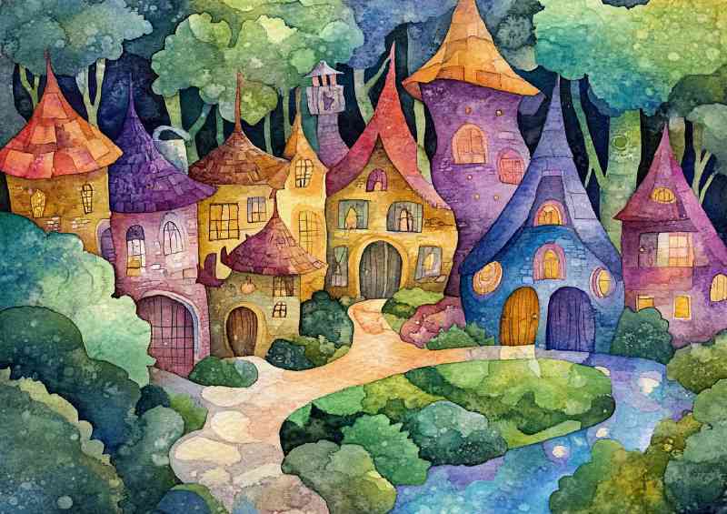 Whimsical gnome and fairy village