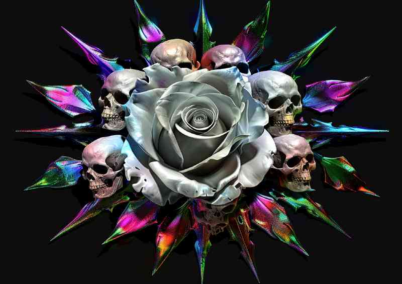 Rose bone skulls colourful spikes