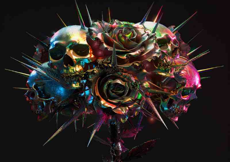 Spines and roses with skulls
