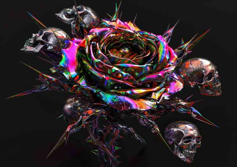 The detailed rose made from skulls