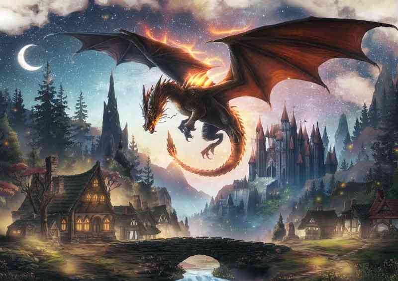 A majestic dragon soaring through the skies