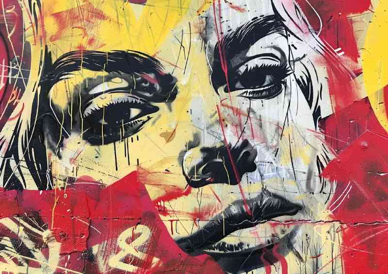 Graffiti of the face of Margot Robbie style