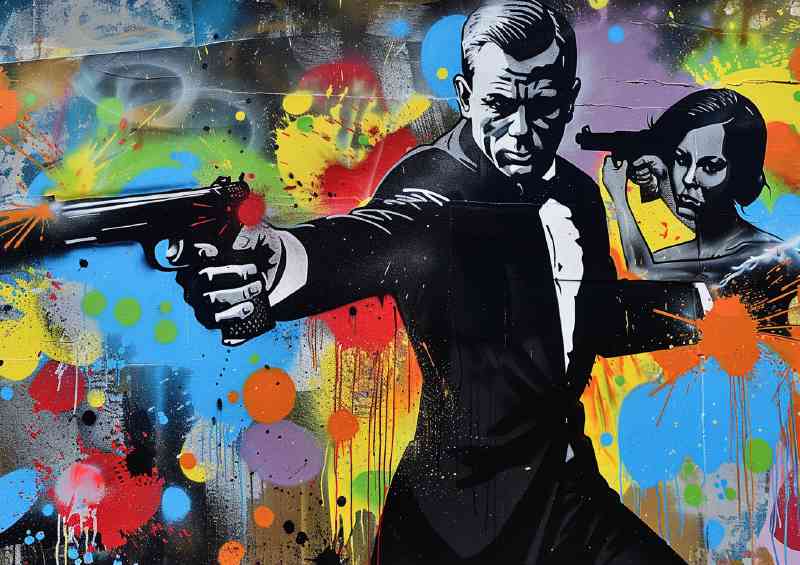 Street art james bond painted style