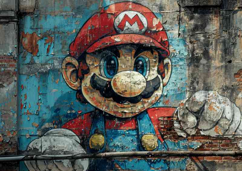 Street art mario graffiti wall