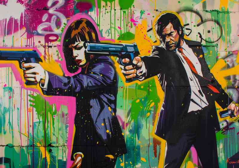Street art style pulp fiction poster