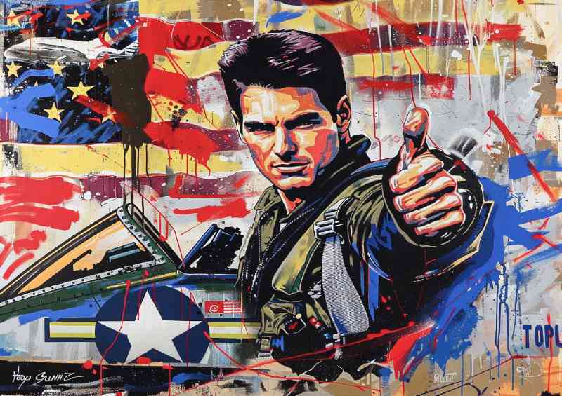 Vibrant graffiti style tom cruise in airforse suit